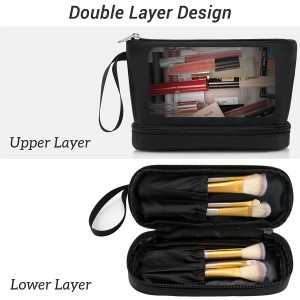 Makeup Bag for Purse, Ethereal Small Makeup Organizer Bag Travel Makeup Bag for Women Daily Double Layer Cosmetic Bag Portable Makeup Brush Bags