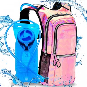 Mochila de hidratación de agua con vejiga de agua de 2 l para festivales, raves, senderismo, ciclismo, escalada