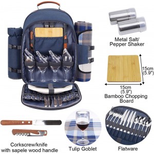 Picknick-Rucksack für 4 Personen mit Decke, Picknick-Korb-Set für 2 Personen mit isolierter Kühltasche, Weintasche für Familienpaare