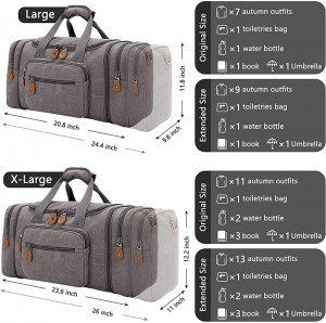 Geantă duffle de pânză pentru călătorie 50L Duffel Overnight Weekender Geantă