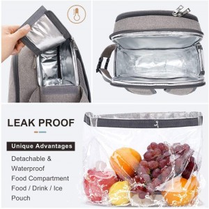 Mochila de piquenique isolada para 4 pessoas com conjunto completo de talheres, compartimento refrigerador espaçoso, porta-garrafas e grande tapete de piquenique à prova d'água