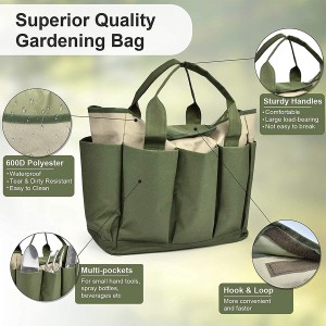 Bolsa de herramientas de jardín, bolsa de lona resistente para jardín con bolsillos, bolsa organizadora grande, bolsa de almacenamiento para jardinería para mujeres y hombres, juego de herramientas para plantas de jardín, bolsa de contenido de la tienda