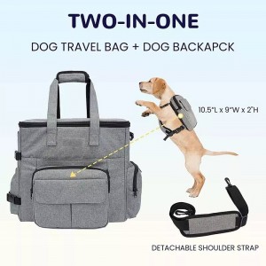 Bolsa organizadora de viagem personalizada para animais de estimação, sacolas de viagem de luxo ao ar livre para cães, 2 tigelas de cachorro dobráveis, 2 bolsas de comida de cachorro de viagem