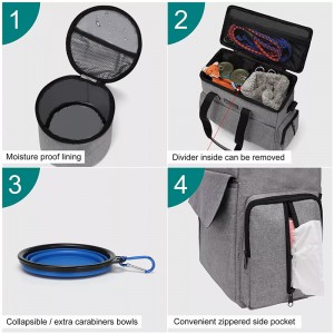 Hundereisetasche Von Fluggesellschaften zugelassener Organizer für Haustierbedarf mit Multifunktionstaschen Wochenend-Haustierreiseset für Hund und Katze